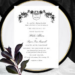 Formal White and Black Enchanting Monogram Wedding Invitation<br><div class="desc">Delight your guests with this elegant white and black monogram wedding invitation with beautiful fine hand drawn floral botanical garlands in black. Formal invitation wording with parents names. Same design without parents names also available. Ability to change and customise all text sections to suit your needs. Easy to fill in...</div>