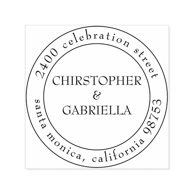 Formal White and Black Simple Wedding Self-inking Stamp (Design)