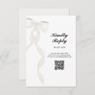 Formal White Bow Ribbon Elegant Wedding Enclosure Card