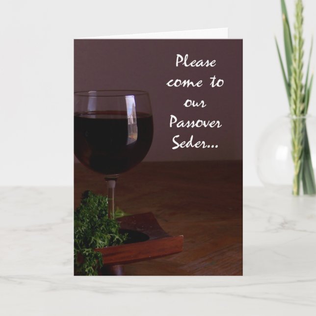 Formal Wine Glass Passover Seder Invitation (Front)