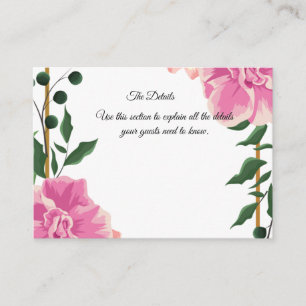 Formal Wording Pink and Green Floral Enclosure Card