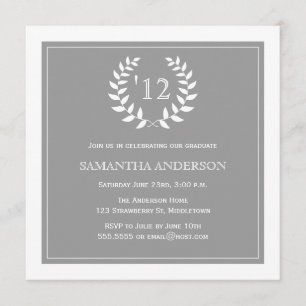 Formal Wreath Year Graduation Invitation - Grey