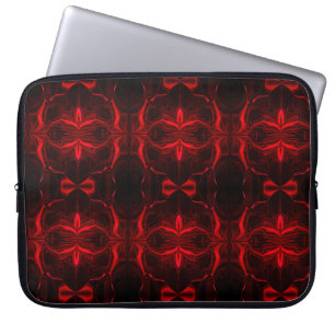 Formas, 'traços vermelhos flutuam' em fundo preto. laptop sleeve