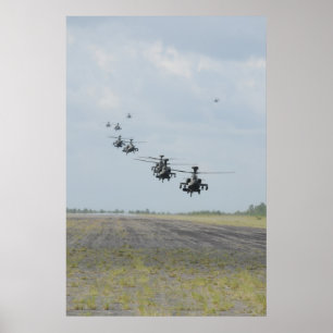 Formation of AH-64D Apache Helicopters Poster