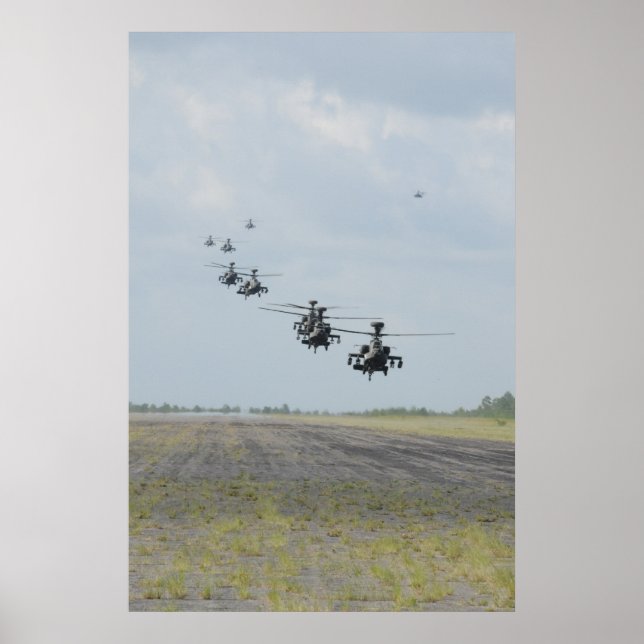 Formation of AH-64D Apache Helicopters Poster (Front)