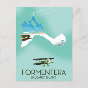 Formentera Balearic island Map Travel poster Postcard