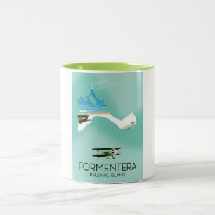 Formentera Balearic island Map Travel poster Two-Tone Coffee Mug