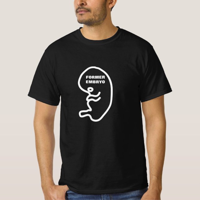 Former Embryo and Embryo Image on Black T-Shirt (Front)