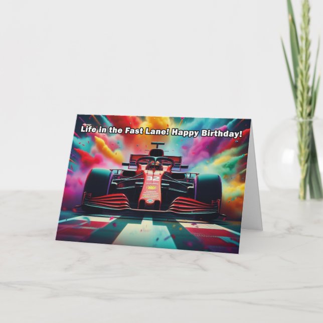 Formula 1 Birthday Card - High-Speed Racing Theme (Front)