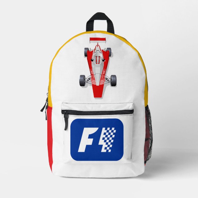 Formula 1 race car printed backpack (Front)
