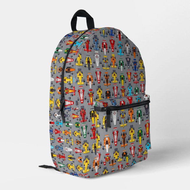 Formula 1 race cars printed backpack (Back Corner Left)