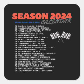 Formula 1, season 2024, gand prix calendar square sticker