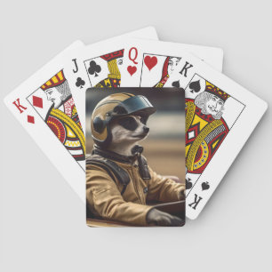 Formula Fun: Professional Meerkat Race Car Driver Playing Cards