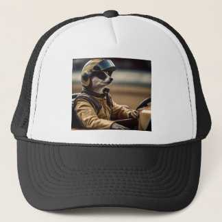 Formula Fun: Professional Meerkat Race Car Driver Trucker Hat