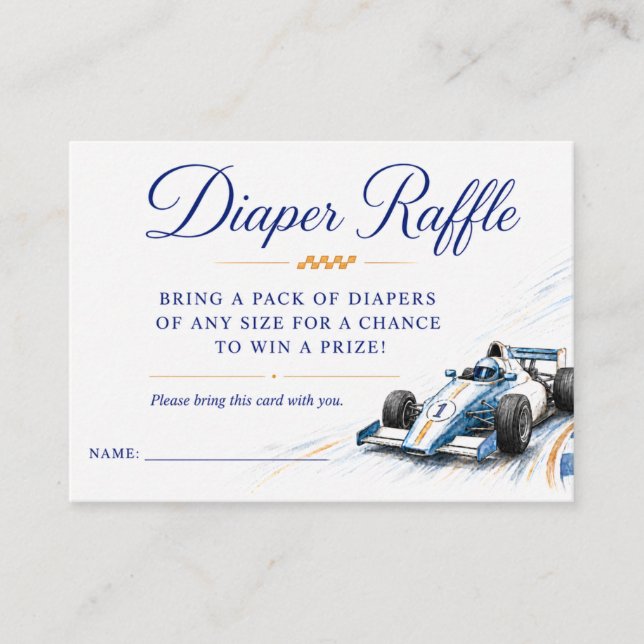 Formula One Baby Shower Diaper Raffle Card  (Front)