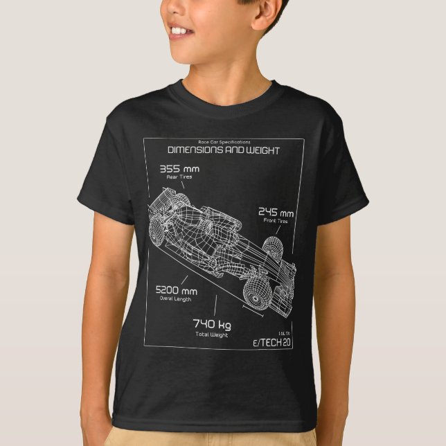 Formula Race Car Specifications Team Racing fan en T-Shirt (Front)