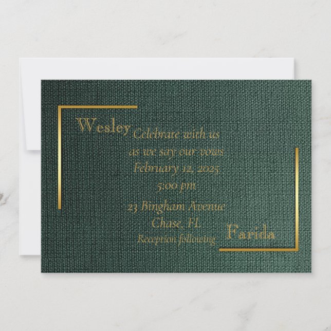 Forrest Green Clean Line Wedding Invitation (Front)