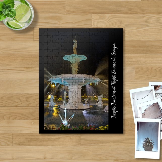 Forsyth Fountain at Night in Savannah GA Jigsaw Puzzle (Creator Uploaded)