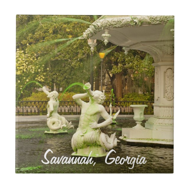 Forsyth Fountain, Savannah, GA Travel Photography Tile (Front)