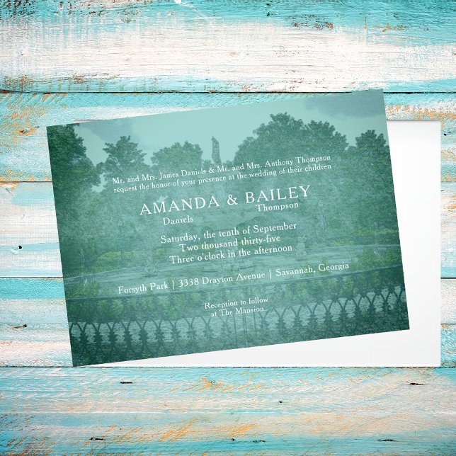 Forsyth Park Fountain Savannah GA Wedding Invitation (Creator Uploaded)