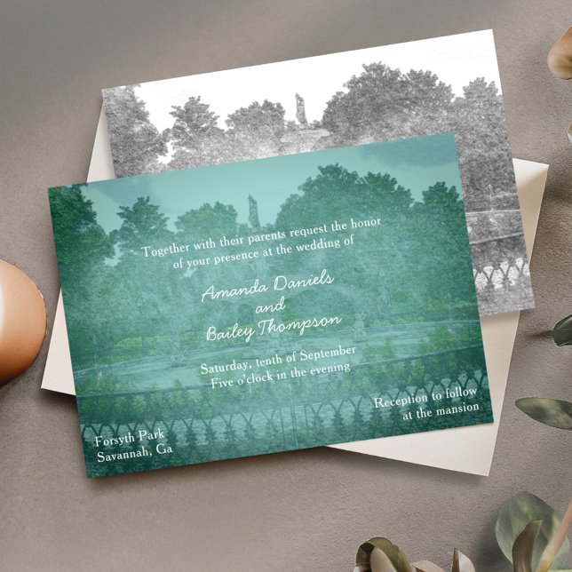 Forsyth Park Fountain Savannah GA Wedding Invitation (Creator Uploaded)