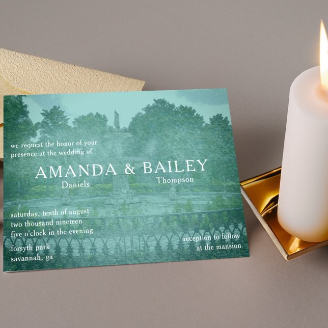Forsyth Park Fountain Savannah GA Wedding Invitation (Creator Uploaded)