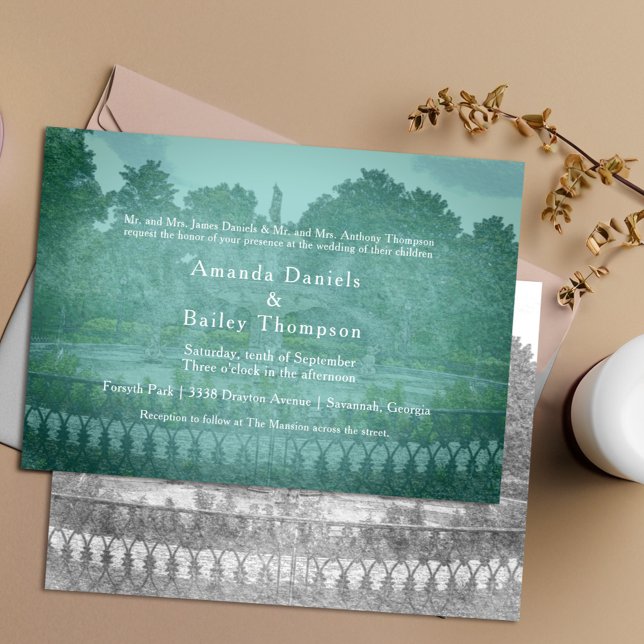 Forsyth Park Fountain Savannah GA Wedding Invitation (Creator Uploaded)