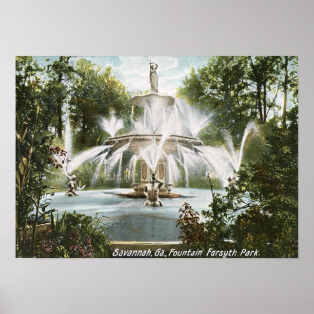 Forsyth Park, Savannah 1906 Vintage Poster (Front)
