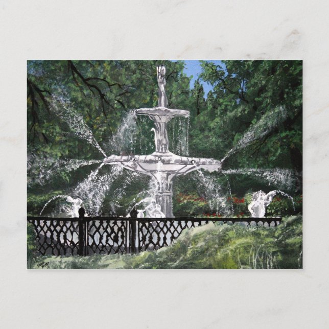Forsyth Park Water Fountain Savannah Georgia GA Postcard (Front)