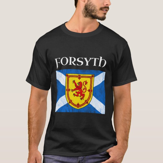 Forsyth Scottish Clan Name Hoodie Scotland Flag T-Shirt (Front)