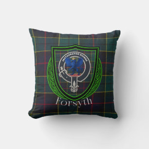 Forsyth Scottish Clan Tartan & Crest Cushion