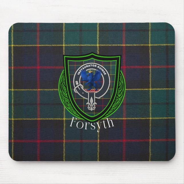 Forsyth Scottish Clan Tartan & Crest Mouse Pad (Front)