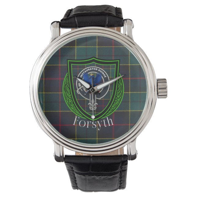 Forsyth Scottish Clan Tartan & Crest Watch (Front)