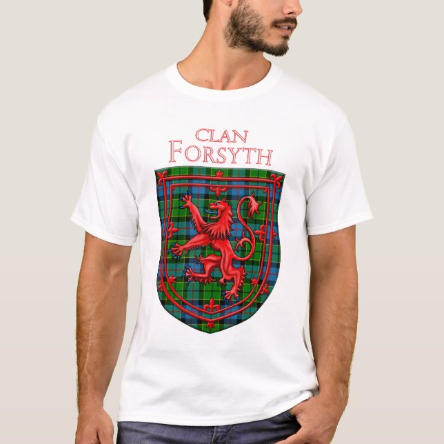 Forsyth Tartan Scottish Plaid Lion Rampant T-Shirt (Front)