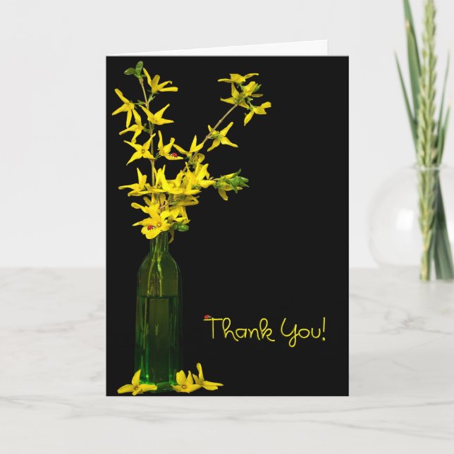 Forsythia and lady bugs thank you card (Front)