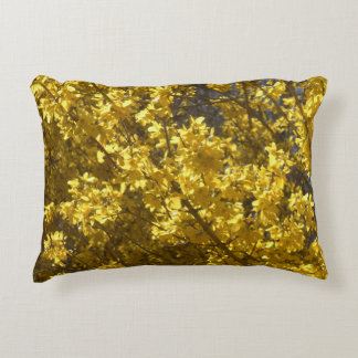 Forsythia "Less gloom, more bloom", inspirational Decorative Cushion