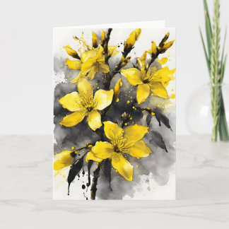 Forsythia - Watercolor flowers Card