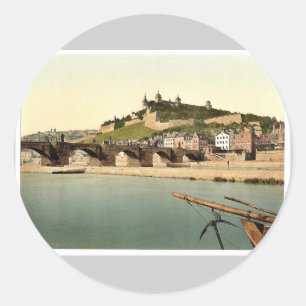 Fort and old bridge, Wurzburg, Bavaria, Germany vi Classic Round Sticker