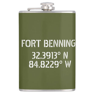 Fort Benning Latitude Longitude  Hip Flask