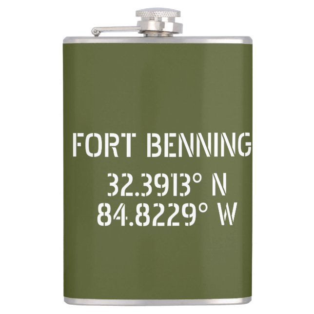 Fort Benning Latitude Longitude  Hip Flask (Front)