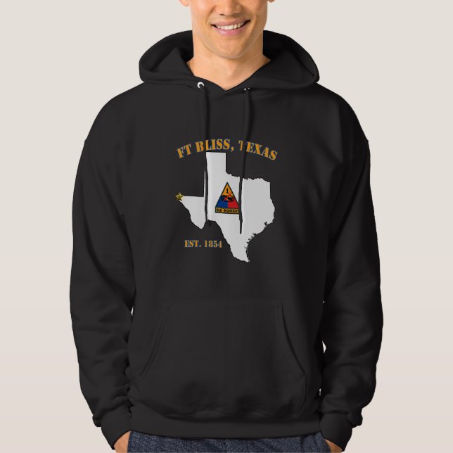 Fort Bliss Tx Military Base  1st Armoured Division Hoodie (Front)