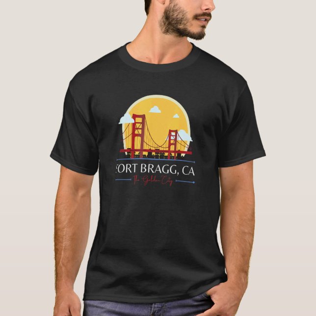 Fort Bragg CA Golden Gate Bridge Bad Geography Stu T-Shirt (Front)