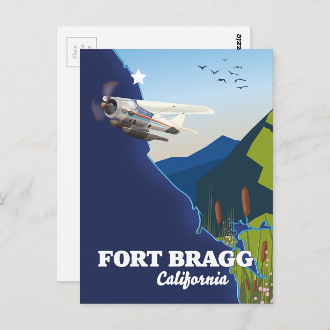Fort Bragg California map Postcard (Front/Back)
