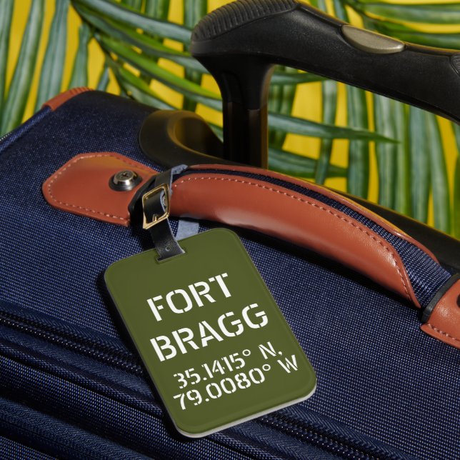 Fort Bragg Latitude Longitude  Luggage Tag (Front Insitu 1)