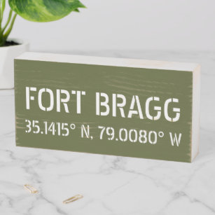 Fort Bragg Latitude Longitude   Wooden Box Sign