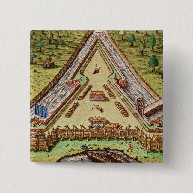 Fort Caroline, from 'Brevis Narratio' 15 Cm Square Badge (Front)