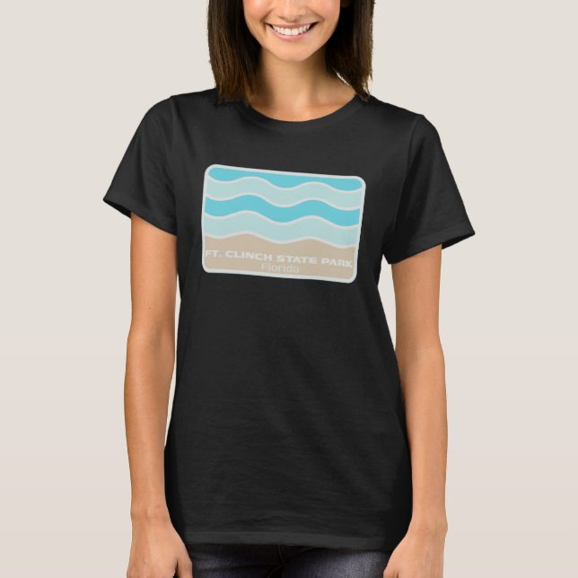 Fort Clinch State Park Florida Retro FL Waves Beac T-Shirt (Front)