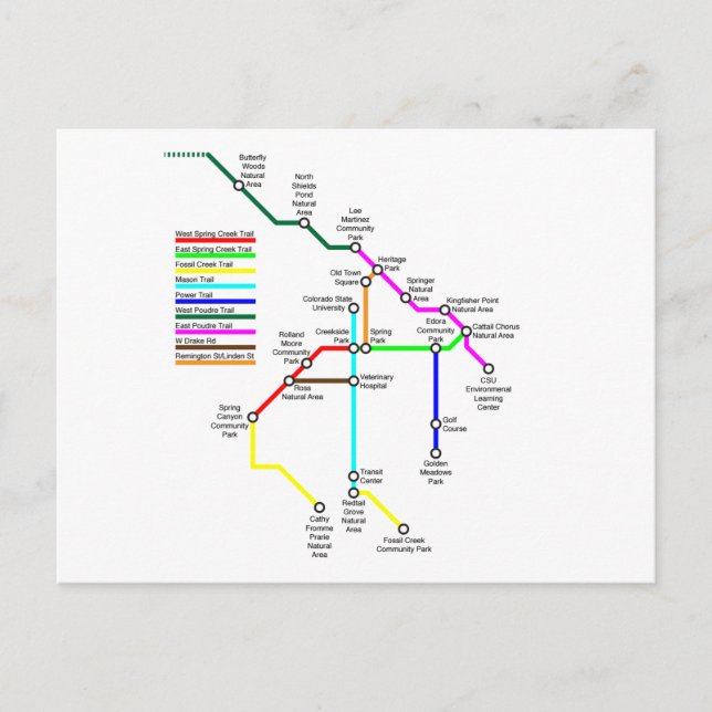Fort Collins Bike Map Postcard (Front)