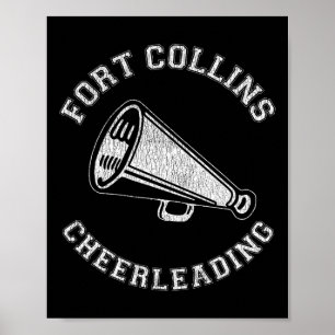Fort Collins Cheer Distressed Retro 90's Cheerlead Poster