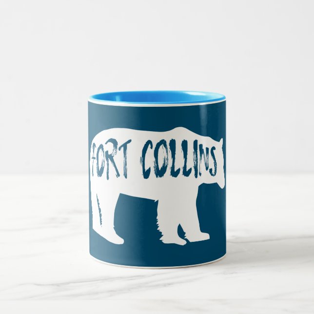 Fort Collins Colorado Bear Two-Tone Coffee Mug (Center)